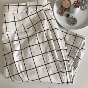 grid patterned pants